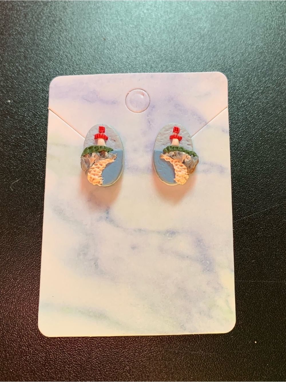Polymer Clay Lighthouse Ocean Stud Earrings
